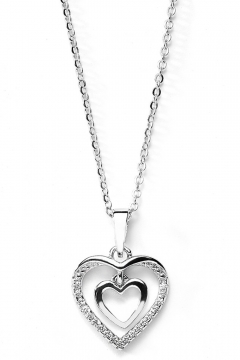 Herzkette Geborgenheit mit Zirkonia - 925 Sterlingsilber