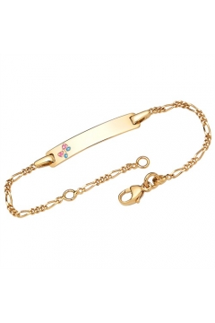 Figaro-Armband "Schmetterling" mit persönlicher Gravur (375 Gelbgold)