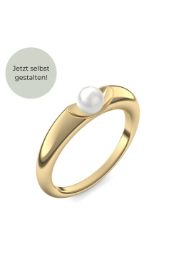 AMOONIC Verlobungsring "Ladylike" extravaganter Perlenring - Material & Perle frei wählbar
