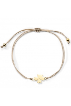 Stoffarmband mit Kleeblatt-Anhänger mit Gravur (925 Sterlingsilber) 