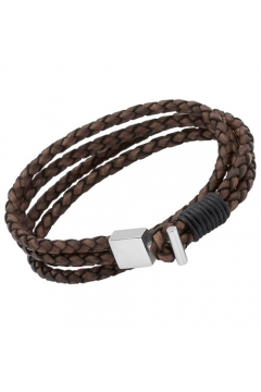 Vierreihiges Lederarmband in Braun, gravierbar