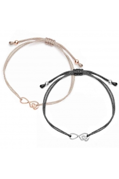 Muttertagsgeschenk-Set - Stoffarmbänder "für immer Liebe" 925 Sterlingsilber Gelbgold vergoldet Braun
