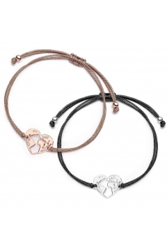 Muttertagsgeschenk-Set - Stoffarmbänder Weltenherz - 925 Sterlingsilber
