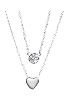 Halskette "Zirkonia&Heart" - 925 Sterlingsilber