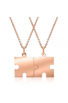 Partnerkette mit Puzzleanhänger rosévergoldet, gravierbar
