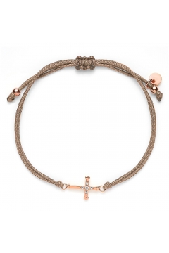 Stoffarmband Kreuz mit Zirkonia - 925 Sterlingsilber