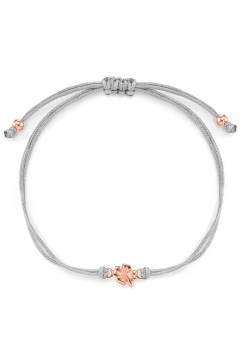 Stoffarmband Vierblättriges Kleeblatt - 925 Sterlingsilber