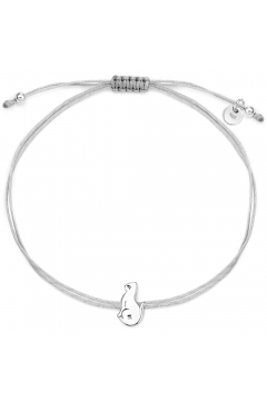 Stoffarmband Katze - 925 Sterlingsilber