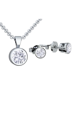 AMOONIC Schmuck-Set "Stardreams" Brautschmuck bestehend aus einer Kette und Ohrsteckern mit Zirkonia Steinen