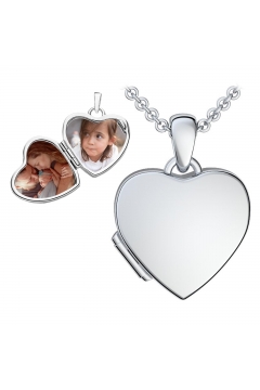 AMOONIC Kindermedaillon "Little Love" Herzanhänger aufklappbar und mit Fotos befüllbar mit Gravur