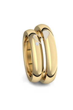 AMOONIC Eheringe "Devotion" Paarringe (Ring-Set) romantisch mit Herzhälften und Zirkonia - Material frei wählbar