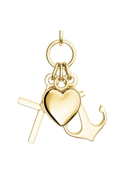 AMOONIC Kette "Glaube-Liebe-Hoffnung" Herz-Kreuz-Anker-Anhänger 