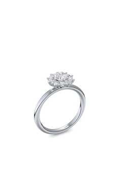 AMOONIC Verlobungsring "Flowers" außergewöhnlicher Cocktailring mit 11 funkelnden Zirkonia Steinen in Blumenform