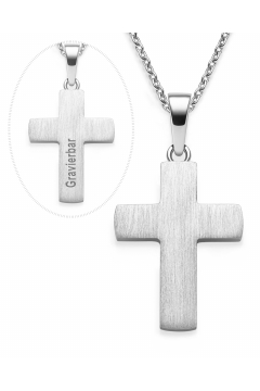 AMOONIC Kreuz Kette "Faith" schlichter gravierbarer Kreuzanhänger  - Kinder-Schmuck (individuell anpassbare Halskettenlänge)