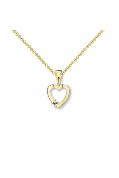 AMOONIC Herzkette "Pretty" Herzanhänger mit Herz-Zirkonia