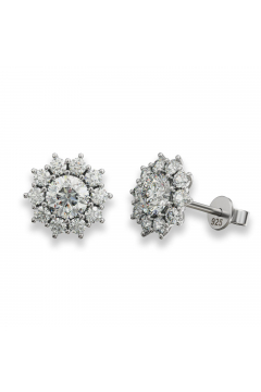 AMOONIC Ohrstecker "Sparkling Flowers" Blumen Ohrringe mit 22 Zirkonia Steinen