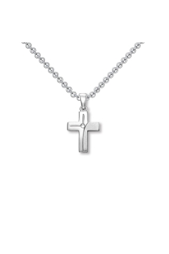 AMOONIC Kreuz Kette "Aurora" Kreuzanhänger mit Zirkonia Stein - Kinder-Schmuck (individuell anpassbare Halskettenlänge)
