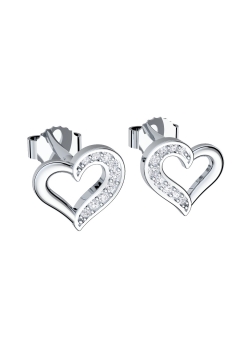 AMOONIC Ohrstecker "Shiny" Herz Ohrringe mit 18 Zirkonia Steinen