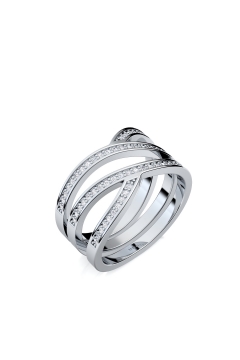 AMOONIC Ringmodell "CrossX" extravaganter Ring in Sterling Silber 925 mit 66 Zirkonia Steinen
