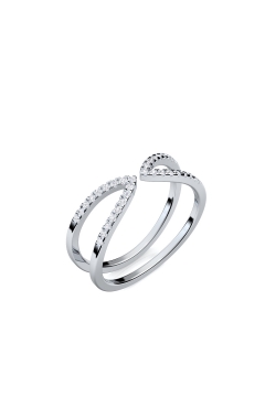 AMOONIC Ringmodell "Trio Essence" extravaganter Ring in Sterling Silber 925 mit 32 Zirkonia Steinen