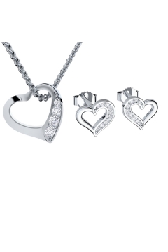 AMOONIC Brautschmuck "Heartbeat" Schmuck-Set bestehend aus Herzkette und Herz-Ohrsteckern mit Zirkonia Steinen